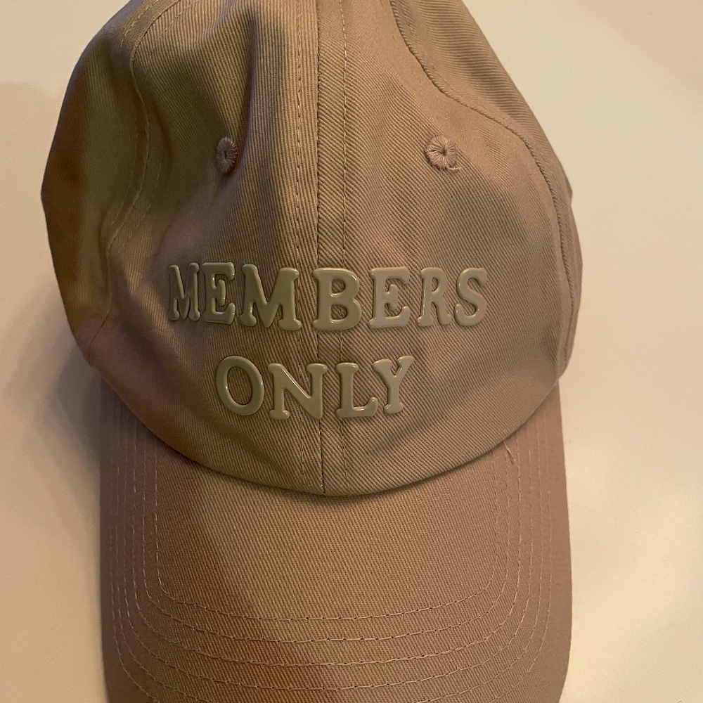 MEMBERS ONLY BASEBALL HAT / CAP - ADJUSTABLE - UNISEX - BEIGE/TAN